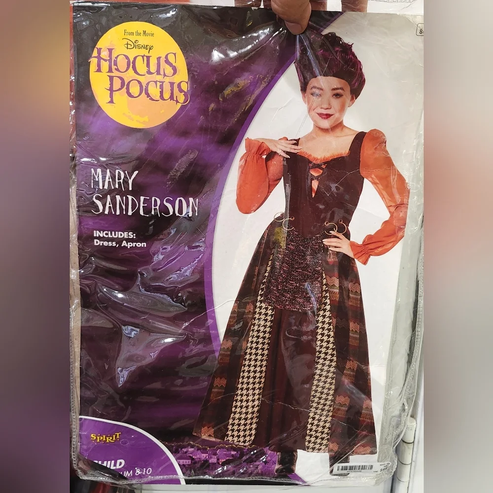 Hocus Pocus Mary Sanderson Kid's Costume Size Medium 8-10 Dress & Apron
